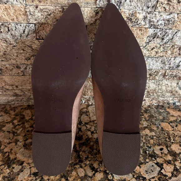L'AGENCE Elise III Pointed Toe Oxford Flat Shoes Cappuccino Suede - Picture 12 of 13